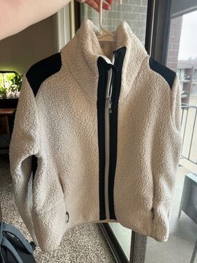 Under Armour Cream Sherpa Jacket with Black Trim
